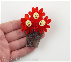 Erstwilder Pin Brooch Singing Flower Trio Red Grey Model