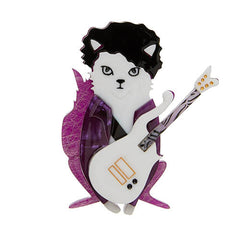 Erstwilder Prince Purple Rain Cat Brooch Pin Front