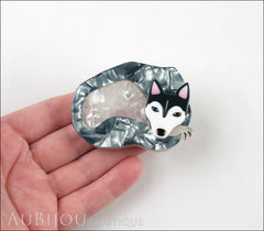 Erstwilder Siberian Husky Dog Brooch Pin Sammy Snow Silver Grey Model