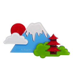 Erstwilder Snow Capped Spendour Mount Fuji Brooch Pin Front