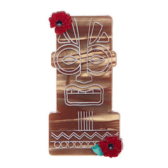 Erstwilder Tiki Idol Heads Brooch Pin Front