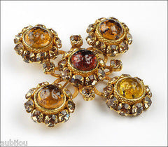 Vintage Dominique Aurientis Rhinestone Brooch Pin Haute Couture Gripoix Style