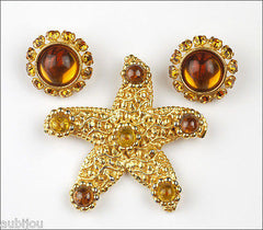 Vintage Dominique Aurientis Starfish Runway Brooch Pin Set Haute Couture France