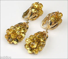 Vintage Trifari Briolette Light Topaz Rhinestone Brooch Pin Set Drop Earrings