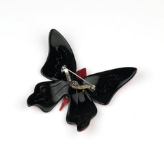 Lea Stein Paris Brooch Elf the Butterfly Red and B&W Animal Print