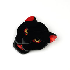 Lea Stein Paris Brooch Puma Head Black Red
