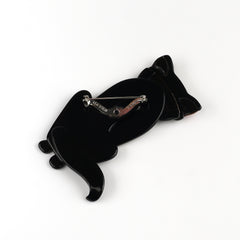 Lea Stein Paris Brooch Sacha the Cat Animal Print and Red