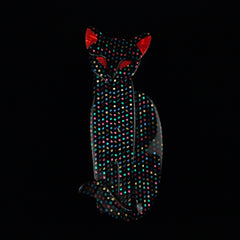 Lea Stein Paris Brooch Quarrelsome Cat Black Multicolor Mosaic