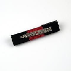 Lea Stein Paris Vintage Brooch Bar Pin Black and Red with Amethyst Rhinestones