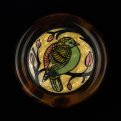 Lea Stein Paris Vintage Serigraphy Brooch Bird Gold