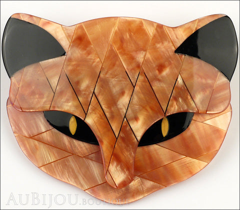 Lea Stein Bacchus The Cat Head Brooch Pin Pearly Peach Gallery