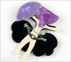 Lea Stein Ballerina Scarlett O'Hara Fan Brooch Pin Purple Shades Back