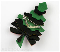 Lea Stein Christmas Tree Brooch Pin  Green Red Back