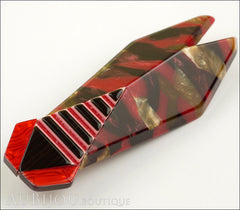 Lea Stein Cicada Insect Art Deco Brooch Pin Dark Red Black Side