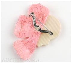 Lea Stein Corolle Art Deco Girl Petal Brooch Pin Pearly Pink White Back