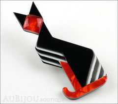 Lea Stein Deco Cat Brooch Pin Black Red White Side