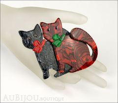 Lea Stein Double Watching Cat Brooch Pin Black Red Green Mannequin