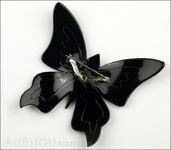 Lea Stein Elfe The Butterfly Insect Brooch Pin Black Gold Abalon Green Back