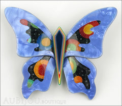 Lea Stein Elfe The Butterfly Insect Brooch Pin Blue Celestial Multicolor Front