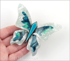 Lea Stein Elfe The Butterfly Insect Brooch Pin Pearly Grey Blue Turquoise Model
