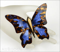 Lea Stein Elfe The Butterfly Insect Brooch Pin Tortoise Blue Beige Mannequin