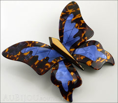 Lea Stein Elfe The Butterfly Insect Brooch Pin Tortoise Blue Beige Side