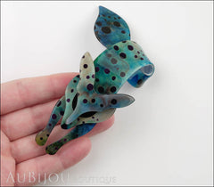 Lea Stein Fox Brooch Pin Amphibian Blue Black Model