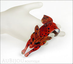 Lea Stein Fox Brooch Pin Amphibian Red Black Mannequin