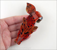 Lea Stein Fox Brooch Pin Amphibian Red Black Model