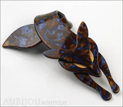 Lea Stein Fox Brooch Pin Blue Chocolate Beige Side