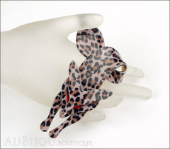 Lea Stein Fox Brooch Pin Leopard Animal Print Red Mannequin