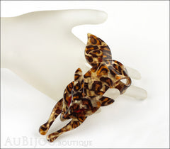 Lea Stein Fox Brooch Pin Pearly Beige Chocolate Red Mannequin