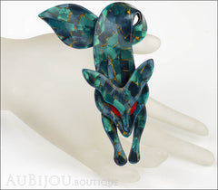 Lea Stein Fox Brooch Pin Turquoise Blue Red Mannequin