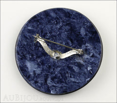 Lea Stein Full Collerette Art Deco Girl Brooch Pin Blue Burgundy Navy Back