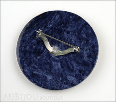 Lea Stein Full Collerette Art Deco Girl Brooch Pin Navy Blue Red Back