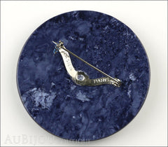 Lea Stein Full Collerette Art Deco Girl Brooch Pin Silver Blue Back