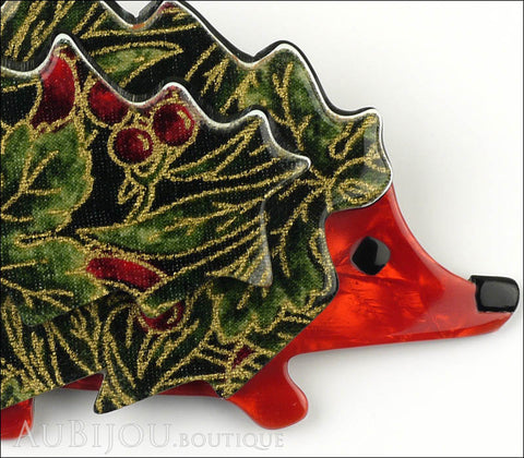 Lea Stein Hedgehog Porcupine Brooch Pin Floral Green Red Gallery