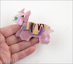 Lea Stein Kimdoo Dog Scottish Terrier Brooch Pin Pearly Ash Rose Abstract Model