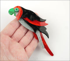 Lea Stein Kokokah The Parrot Brooch Pin Black Red Silver Green Model