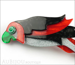 Lea Stein Kokokah The Parrot Brooch Pin Black Red Silver Green Side