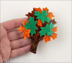 Lea Stein Maple Tree Brooch Pin Tortoise Green Orange Model