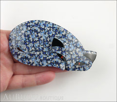 Lea Stein Mistigri The Cat Brooch Pin Floral Blue Black Model