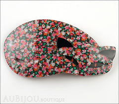 Lea Stein Mistigri The Cat Brooch Pin Floral Multicolor Black Front