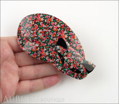 Lea Stein Mistigri The Cat Brooch Pin Floral Multicolor Black Model