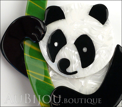 Lea Stein Panda Bear Brooch Pin Cream Black Green Gallery