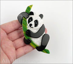 Lea Stein Panda Bear Brooch Pin Cream Black Green Model