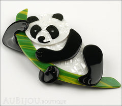 Lea Stein Panda Bear Brooch Pin Cream Black Green Side