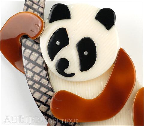 Lea Stein Panda Bear Brooch Pin Cream Caramel Black Beige Gallery