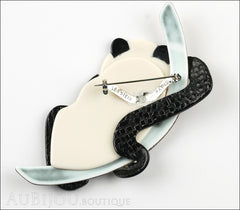 Lea Stein Panda Bear Brooch Pin Cream Black Floral 2 Back