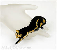 Lea Stein Panther Brooch Pin Black Gold Mannequin
